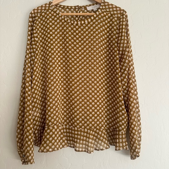 Ann Taylor LOFT Long Sleeve Sheer Blouse Size Large L - Picture 1 of 6